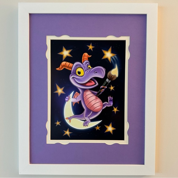 Disney Figment Artist Paintbrush Stars & Moon EPCOT Framed & Matted Art Print - Picture 2 of 3